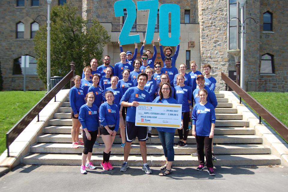 Participation d’étudiants au Grand Défi Pierre Lavoie, course à pied de 270 km de Québec à Montréal les 13 et 14 mai 2017, 1 500 $