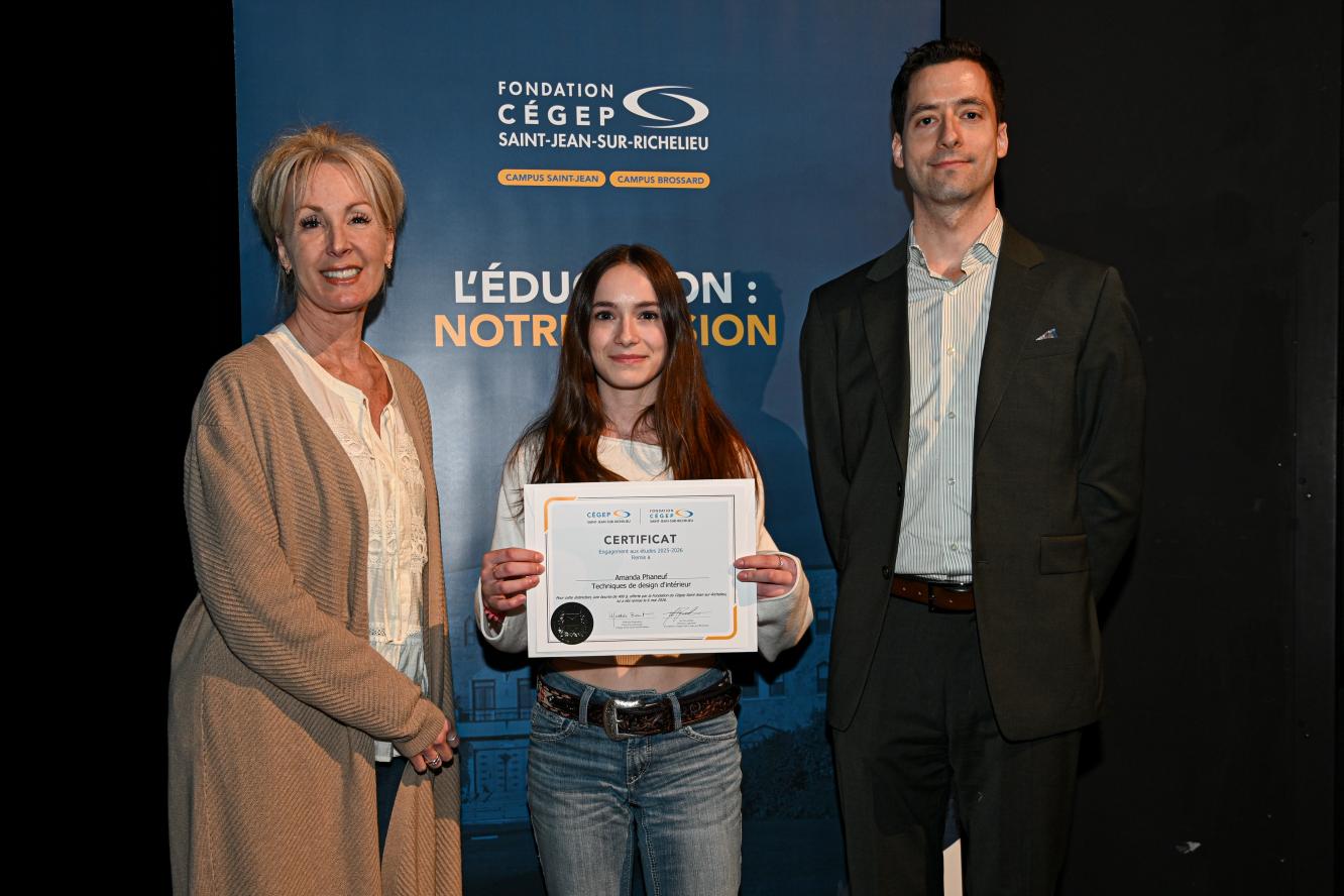 Amanda Phaneuf, engagement aux études - offerte par la Fondation du Cégep Saint-Jean-sur-Richelieu