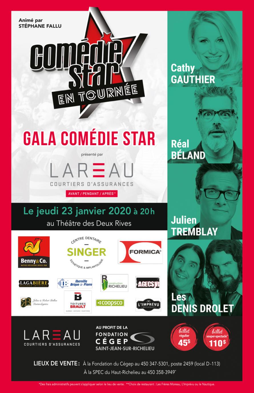 Gala Comédie Star présenté par Lareau – courtiers d’assurances le 23 janvier prochain 20 h au Théâtre des Deux Rives.